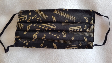 Behelfsmaske schwarz Notenlinien 