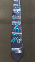 Krawatte Notenschlüssel blau 