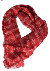 Schal Noten Bach bordeaux